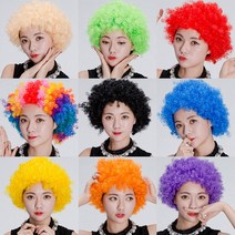 삐에로가발 파티소품 광대 뽀글이, 화이트
