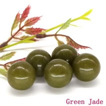 도매 20mm 스톤 비즈 천연 보석 레이키 힐링 라운드 볼 크리스탈 DIY 목걸이 팔찌 쥬얼리 세공 액세서리, 20pc, Green Jade