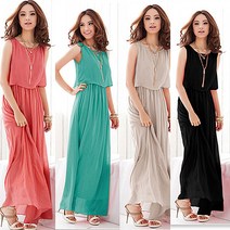 쭈bhnj__실루엣 쉬폰 롱원피스 JE-2677여성 원피스 여자 치마 20대 롱티 의류 바캉스용품 피서 로맨틱 반바지 나시 일바지 비치♥hopenjoy!