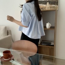[너무예쁜 뒷주름~!] 엘리 플리츠 반팔 블라우스