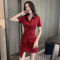 여성 셔츠원피스 슬림핏 피케 반팔 블라우스 여름AI97 해외직구 7-10일도착