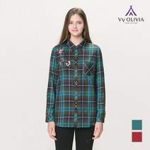 [비비올리비아] 플라워 포인트 체크 블라우스VVCNLUF7321