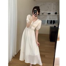 새틴 퍼프 팔뚝커버 브라이덜샤워 롱 원피스 셀프웨딩 모임 촬영