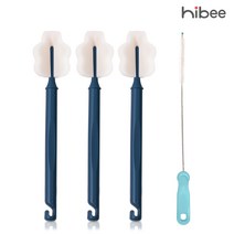 하이비 몽글이 텀블러 병 세척솔 롱와이드3p+빨대브러시1p(컬러랜덤), 4.클래식네이비