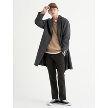 BEAN POLE 브라운 울혼방 헤링본 체크 싱글 코트 293022