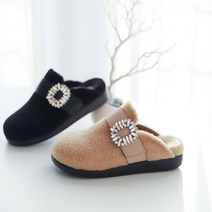 런슈즈 (국내생산) 양털 큐빅 블로퍼 뮬 퍼 겨울 슬리퍼