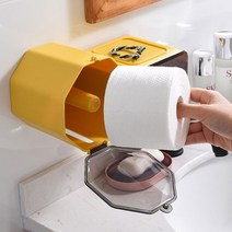 에코럭키 벌집 휴지걸이 티슈케이스 무타공 벽걸이 방수 욕실 인테리어, 팔각 롤휴지걸이-그레이