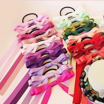 J24 긴꼬리 리본 머리끈 28컬러 무광 양면공단 머리끈 폭1.5cm