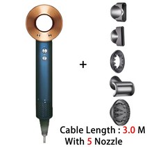 식품건조기 고추 야채 강력한 전문가용 음이온 블로우 헤어 드라이어 핫/콜드 에어 살롱 헤어드라이어, 3.0m blue Dryer_미국