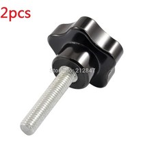 팡팡스토어 핸드 휠 2pcs m8 x 16-80mm 나사 교체 스타 핸드 노브 조임 나사 블랙 실버 톤, m8x70mm