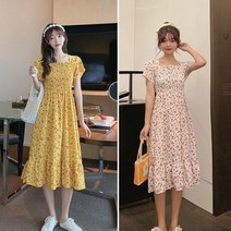 원피스 허리주름 플라워치마 스모크밴딩 샤랄라 여름