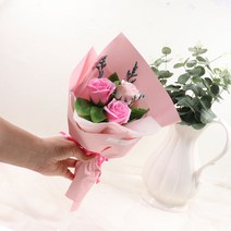 비누장미 꽃다발 졸업 입학 기념일 축하 꽃다발, 06)3송이 분홍 비누장미 꽃다발
