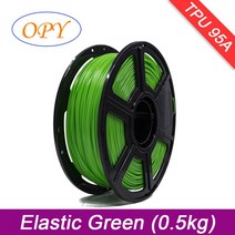 Tpu 필라멘트 1Kg 플라스틱 탄성 1.75Mm 0.5Kg 10M 100G 샘플 3D 프린터 소재 자연 블랙 레드 그린 블루 옐로우 컬러, 05 Elastic Green 0.5KG