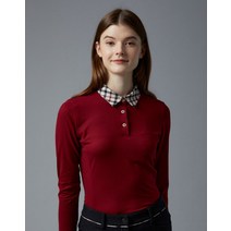 22FW [DAKS SIGNATURE] 하우스체크 카라 버건디 솔리드 티셔츠 DNTS2D750D2