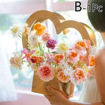 심장 휴대용 꽃 상자 로맨틱 포장 종이 여성 선물 바구니 크래프트 가방 사랑, 02 B