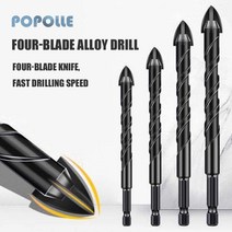 홀쏘 목공용 스텐 타일 유리 holesaw 6mm8mm10mm12mm 초경합금 드릴 비트 6.35mm 육각 섕크 4날 드릴 비트 세라믹 벽돌 벽 전동 공구, 10mm 1개