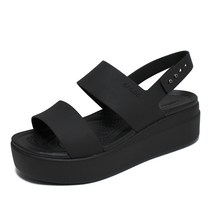 크록스 브루클린 로우 웨지 샌들 블랙 206453-060 여성 패션 뮬 웨지 샌들 슬리퍼