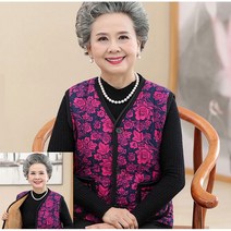 겨울 할머니조끼 엄마조끼 김장 방한 꽃무늬