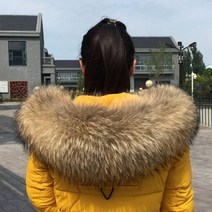 진품 너구리 모피 카라 후디 럭셔리 정품 스카프 폭스 스킨 큰 사이즈 자연 여우털 목도리 여성 겨울 2023 SS 신제품 173250