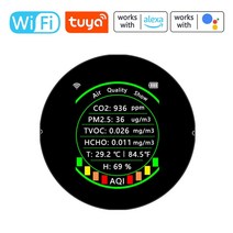 이산화탄소경보기 캠핑용일산화탄소 가스누설 감지기 연기 산소농도 Wifi 7in1 공기질 측정기 PM2.5 CO2 TV, 01 Black WIFI, 01 Black WIFI