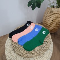 여성골프 양말 C로고 자수 골지 스포츠 양말 골프 데일리, 블랙