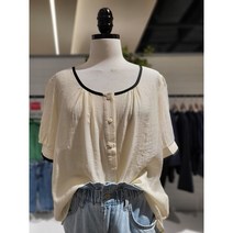 [나인스텝] 배색라운드블라우스 (N22NS2246)