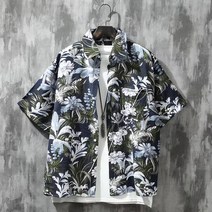 M-3XL 남성용 탑 하와이 반팔 새로운 패션 리조트 스타일 비치 플라워 셔츠 3311