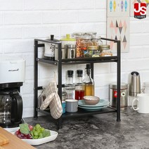 JS리빙 철제 주방 선반 수납장 2단 33*25*40 블랙 소노-다용도 활용성 가구-[모델명:FIHG-669W-WKJVIW-리빙JS], 소노 주방선반-스틸재질