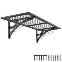 BeneLabel 38.1 x 96.5cm(15 x 38인치) 튼튼한 금속 플로팅 선반 브래킷 벽걸이 플로팅 선반 벽 선반 차고 보관 랙 플로팅 공구 랙 벽걸이 보관 랙, Garage Wall Shelf