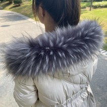 밍크 폭스 라쿤 퍼 후드 카라 모피 리폼 DIY 코디 set 여우 목도리 만들기 19종 컬러, 핑크 검정 팁