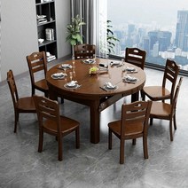 접이식 테이블 식탁 확장형 주방 공간활용 사각 원형, (B컬러)테이블150x93x76cm +의자6개