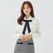 [로엠]카라 리본 프릴 화이트 브라우스 리본 타이 블라우스_RMBLC4CR18 구로점