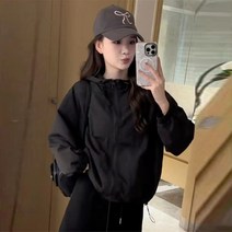 DarjinQD 여성 캐주얼 슬림핏 바람막이 후드 점퍼 E944