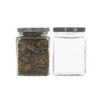 [유리병] 사각꽃차410 1개 410ml, 검정마개
