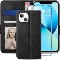 애플 아이폰 지갑형 카드수납 다이어리 휴대폰리 케이스 wallet case 적용+지문인식 보호필름 풀세트