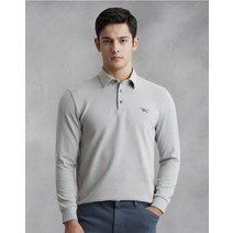 22FW [닥스훈트 에디션] 닥스훈트 와펜 자수 마이크로패턴 기모 겨울 그레이 티셔츠 DMTS2D502G2