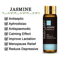 10ml 라벤더 유칼립투스 퓨어 에센셜 오일 로즈 레몬 재스민 바닐라 민트 샌달우드 베르가못 티 트리 디퓨저 아로마 오일, 협력사, 재스민 속