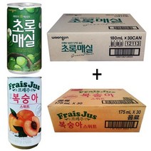 초록매실 180ml(30캔) + 프레주 복숭아 스위트 175ml(30캔) 60캔