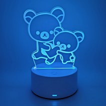 더알뜰몰 아크릴무드등 수면등 USB충전 무선 컬러변환, 곰돌이 형제