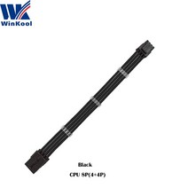 WinKool-ATX EPS CPU 8 핀 암-수 4 + 18AWG PSU 슬리브 연장 전원 코드/케이블 흰색 검정색 포함, 06 Black_06 600mm