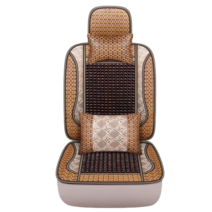 고급 차량용마방석시트커버 차량용통풍시트 대나무시트 뒷좌석 3인승 여름쿨쿠션 통기성 쿨매트 우드비즈 풀라운드 시트커버, 1인석-럭셔리 버전-나무구슬커피