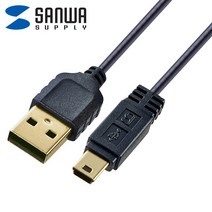 산와서플라이 KU-SLAMB505BKK USB2.0 AM-Mini 5핀 초슬림 케이블 0.5m