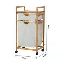 우드 햄퍼 3단빨래바구니 원목 빨래바구니 런드리백, 투 바스켓 햄퍼