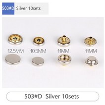 가죽 핸드프레스 각인기 가죽공예 도장 다이어리 10 대/갑 12.5 미리메터 금속 프레스 스터드 바느질 단추, 11 503 D  Silver