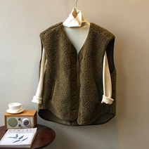 넷투넷코리아 여성 뽀글이 조끼 베스트 루즈핏 심플 점퍼 아우터