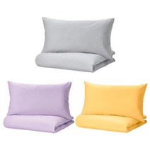 [이케아] NATTSVARMARE 낫스베르마레 이불커버1개 240x220cm+베개커버2개, 색상:라이트그레이_805.293.23