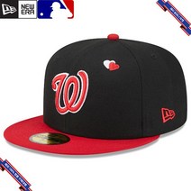 [미국정품] 887587 스냅백 캡모자 MLB [워싱턴 내셔널스] 뉴에라 Heart Eyes 59FIFTY Fitted Hat - Black/Red