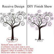 웨딩 방명록 게스트북 결혼식 사용자 정의 신부와 신랑의 이름 결혼식 날짜 지문 DIY 웨딩 트리 기념품 장, 08 065_03 30x40cm 1set inkpad