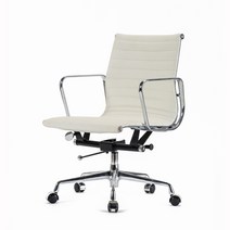 디자인자몽 보스톤 L 천연가죽 오피스체어 학생의자/사무용의자, 아이보리