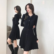 이노뱅크 심플 니트 플리츠 미니 원피스 INO360A